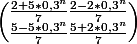 \begin{pmatrix}\frac{2+5*0,3^n}{7} \frac{2-2*0,3^n}{7}\\\frac{5-5*0,3^n}{7} \frac{5+2*0,3^n}{7}\end{pmatrix}